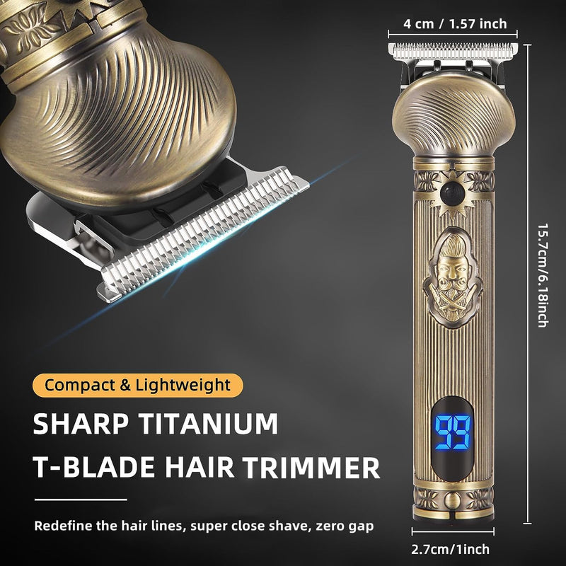 [Australia] - REHOYO Beard Trimmer Hair Trimmer Men, Nose & Ear Trimmer, 6-in-1 Body Groomer Men Kit, Cordless Rechargeable Hair Trimmer with Storage Box, Stainless Steel Blades Bronze 