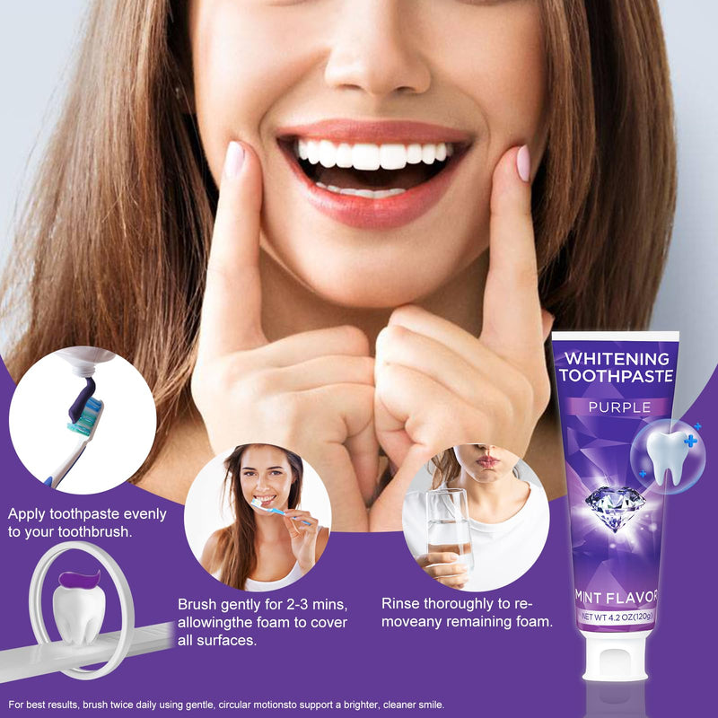[Australia] - Purple Toothpaste for Teeth Whitening, Teeth Whitening Toothpaste, Tooth Stain Removal, Tooth Stain Removal Colour Corrector 
