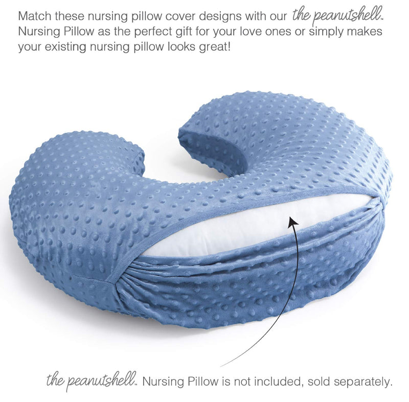 [Australia] - The Peanutshell Nursing Pillow Cover Set for Baby Boys or Girls | Dinosaur & Navy Blue Minky Dot | Unisex 2 Pack 