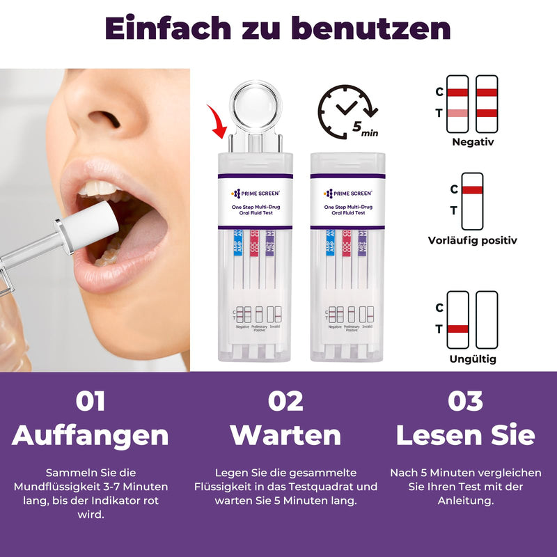 [Australia] - Prime Screen Saliva Drug Test 7 in 1 THC Saliva Test Rapid Drug Test Kit for Cannabis, Cocaine, Amphetamines, Opiates, Oxycodone, Phencyclidine, Methamphetamine Drug Test 