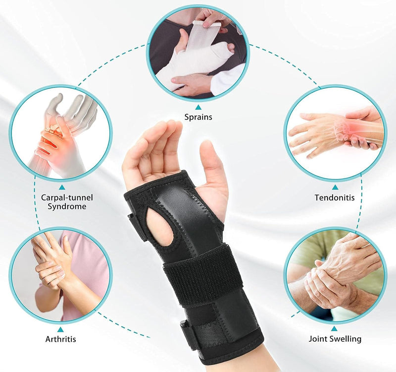 [Australia] - Actesso Breathable Wrist Support Brace Splint - Ideal for Carpal Tunnel, Sprains, and Tendonitis (Black, Large Right) Black L (Pack of 1) 