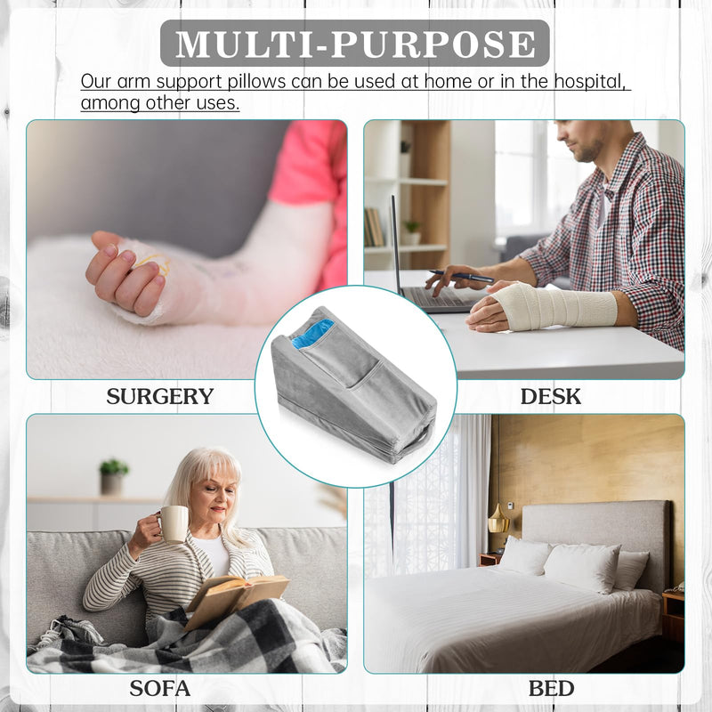 [Australia] - Buryeah Arm Elevation Pillow with 2 Pockets, Soft Ergonomic Support Pillow for Elbow Rest Wedge Broken Arm Gifts with High Density Foam for Recovery Sleeping(Gray) Gray 