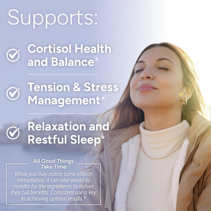 [Australia] - Cortisol Supplement for Women and Men - High Cortisol Manager to Support Relaxation, Calm, Restful Sleep & Detox - Ashwagandha, Magnesium, Rhodiola, Magnolia & More - USA Manufactured - 90 Capsules 