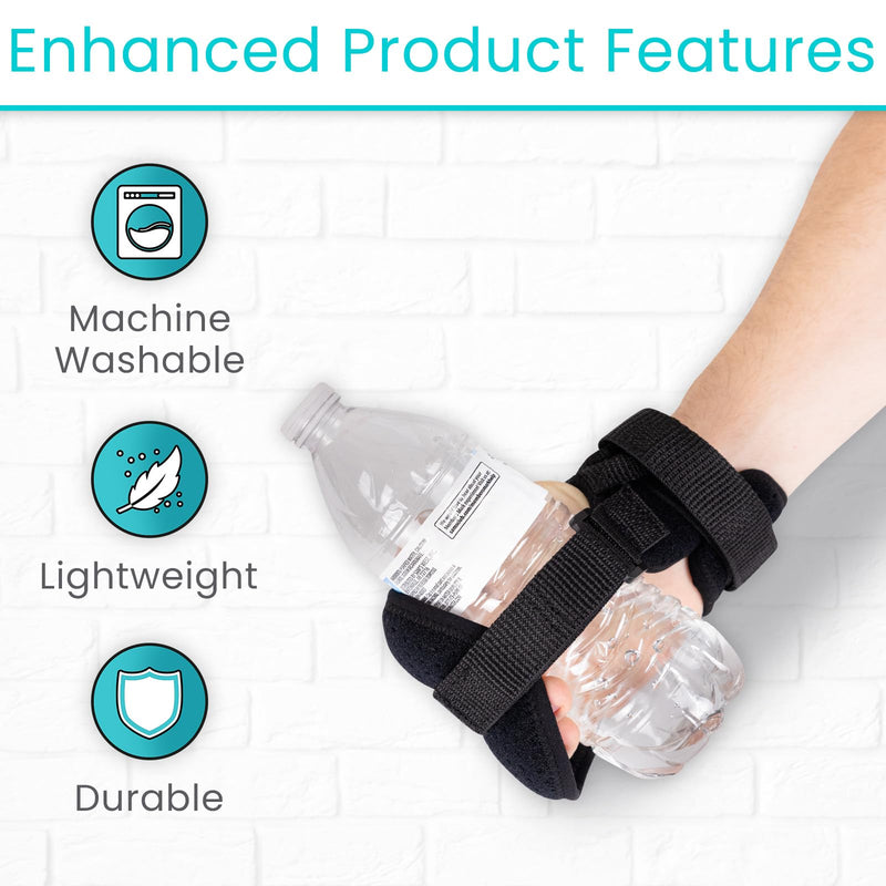 Vive Stroke Hand Brace - Rehabilitation Splint Glove for Elderly Patients - Finger Therapy Recovery Equipment - Physical Aid for Active Grip Support & Stability for Hemiplegia, Quadriplegic, Paralysis
