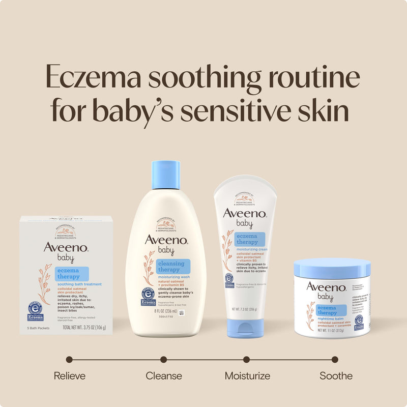 Aveeno Baby Eczema Therapy Nighttime Body Balm, Moisturizing Eczema Balm for Babies with Colloidal Oat & Ceramide, Soothes Dry, Itchy Skin, Hypoallergenic, Fragrance & Steroid Free, 11 oz 11 Ounce (Pack of 1)