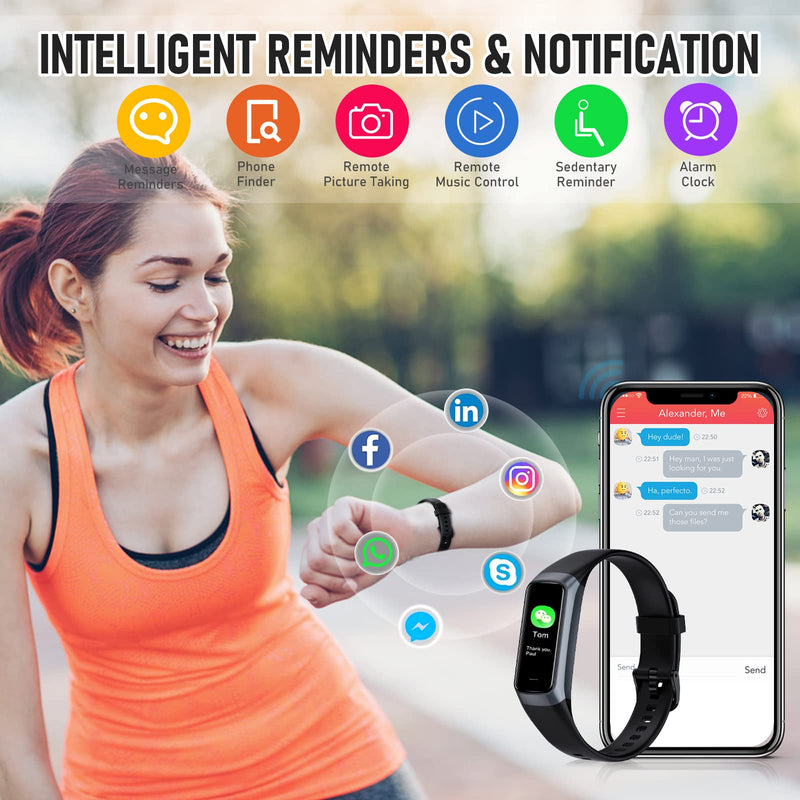 [Australia] - Fitness Tracker, Blood Pressure Watch with 24/7 Heart Rate, Step Counter for Walking, Step Trackers Activity Pedometer for Women Men Android iOS black 