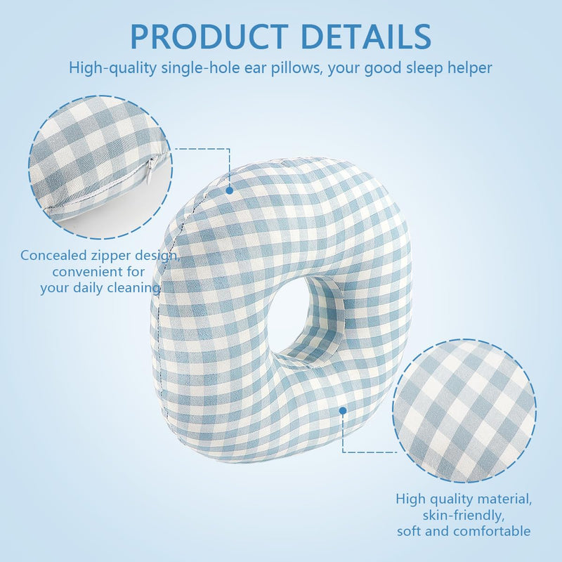[Australia] - Donut Pillow Ear Piercing Pillow O Shaped Sleeping Pillow Removable Pillowcase Soft Round Ear Cushion Hollow Ear Hole Pad Side Sleeper Pillow 