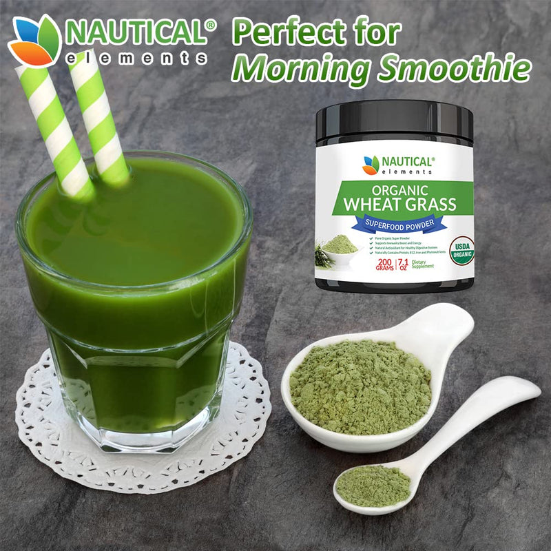 Wheatgrass Powder - USDA Organic Wheat Grass Powder, Grown In The USA, 200g | Wheat Grass Rich In Essential Amino Acids, Chlorophyll, Antioxidants, Fatty Acids, Minerals & Vitamins, Vegan 57 Servings 7 Ounce (Pack of 1)