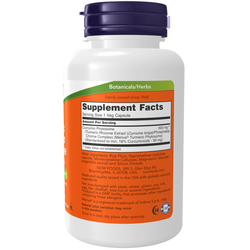 NOW Supplements, Curcumin Phytosome, Bio-Enhanced Turmeric Extract, 60 Veg Capsules