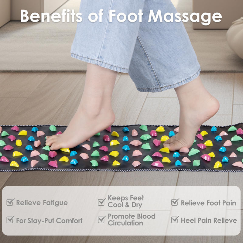 [Australia] - Foot Massage Mat, Reflexology Walk Stone Road Acupressure Mat with Chart, Feet Pressure Point Mat for Elderly Students and Office Workers (68.9 x 13.78 Inches) 