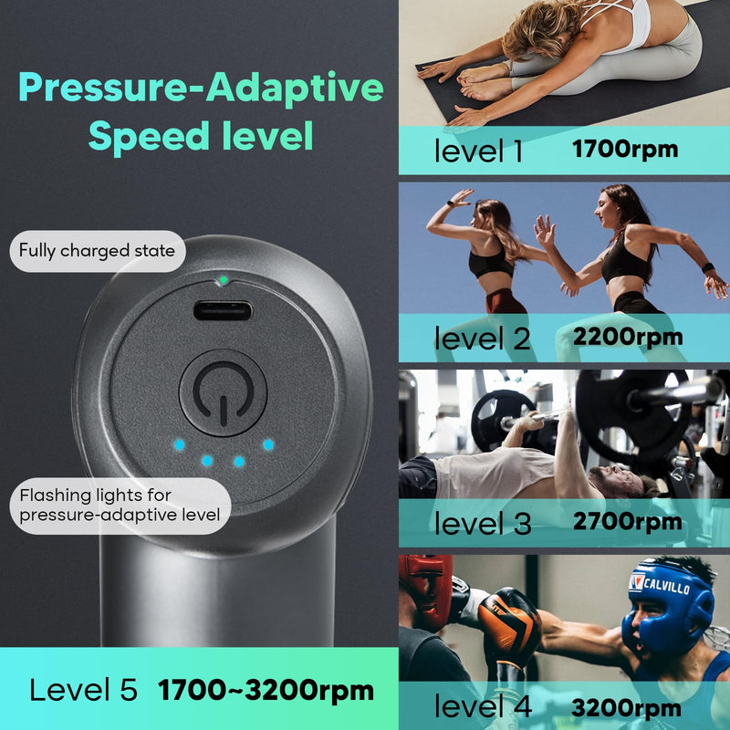 arboleaf Mini Massage Gun, Deep Tissue Percussion Massager Back Pain Relief | portable travel size, ultra-quiet, gift for men and women Slate Gray