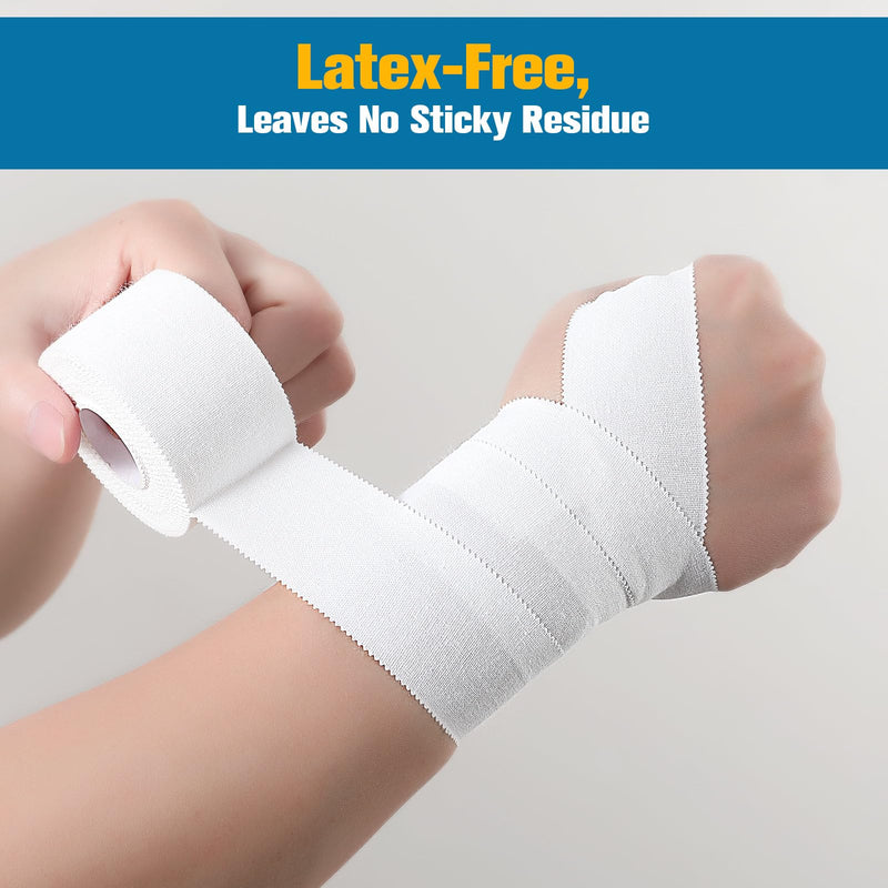 Athletic Sports Tape 6 Pack Strong Adhesive Sports Tape Athletic Training Supplies, White Tape for Injuries, Wrist Ankle Finger Tape, Easy to Tear & No Sticky Residue, 1.5 in X 11Yards (White) 6 Pack 1.5 Inch