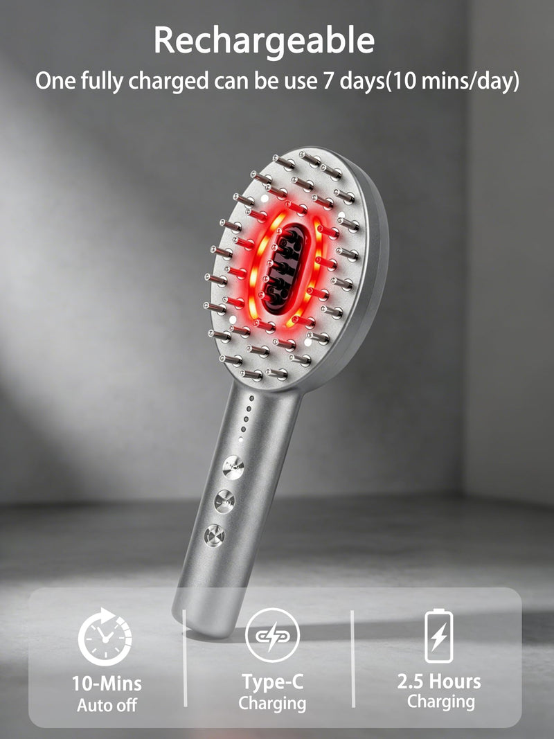 3-in-1 Electric Scalp Massager Brush, Vibrating Scalp Massager Comb with Hair Oil Applicator for Scalp/Face/Body Relaxation, Portable Massager Tool for Home & Travel, Gift for Men & Women (Grey) Grey