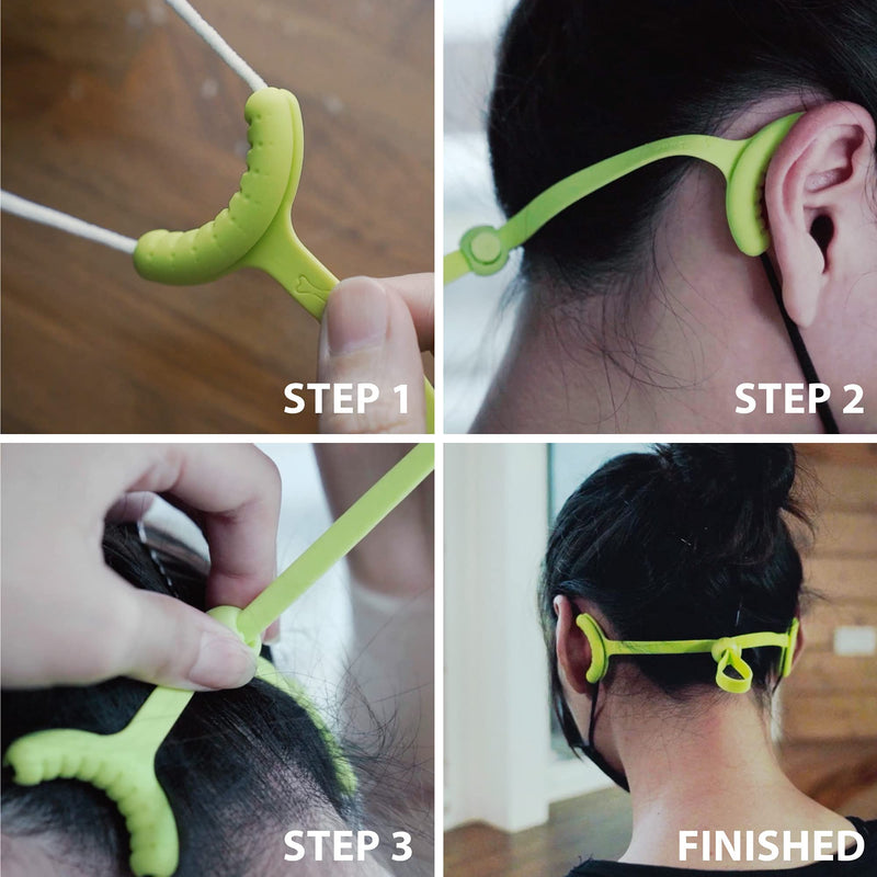[Australia] - BONE Mask Tie (3 Packs), Face Mask Holder, Adjustable & Skin-Friendly Silicone Extender Strap, Ear Savers for Kids & Adults (Black) Black 