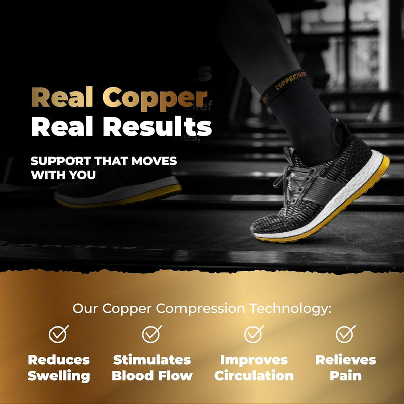 CopperJoint Athletic Foot Ankle Compression Sleeve – Pull On Copper Ankle Brace Women Support, Foot Sleeves, Breathable Elastic Braces Design for Basketball, Running, Sports - Large - 2 Pack Pair