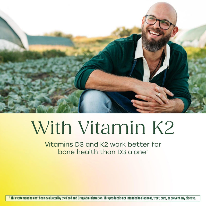 MegaFood Vitamin D3 & K2 5000 IU (125 mcg), 120 Mini Capsules | Supports Bone, Teeth, Muscle & Immune Health, Vitamin K2 & K Support the Function of D3, Non-GMO, Vegetarian, 120 Servings 120 Count (Pack of 1)