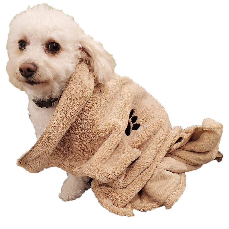 Zelica Dog Bath Drying Towels | Super Absorbent Shower Towels for Small Pet Dogs | Cute Light Brown Dog Towel | 34” x 25” (2 Pack) - PawsPlanet Australia