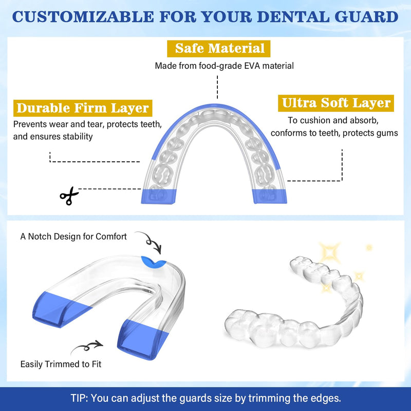 [Australia] - Mouth Guard for Grinding Teeth at Night, Night Guards for Teeth Grinding, Dental Night Guards for Sleep, Comfortable Grinding Guard for Adults with 12 Cleaning Tablets 