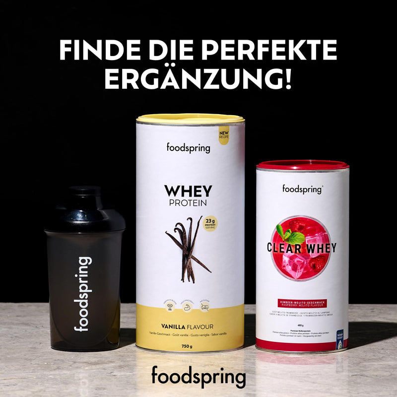 [Australia] - foodspring protein shaker, 500ml, BPA-free, easy to clean - dishwasher-safe protein shaker - black 
