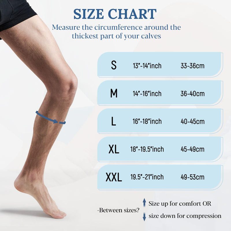 Copper Calf Compression Sleeve for Men & Women, Leg Compression Sleeve for Shin Splint Relief, Varicose Veins, Calf Tear Medium Gray