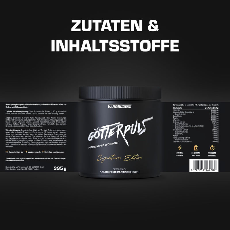 [Australia] - OS NUTRITION Götterpuls Premium Pre Workout Signature Edition 395g (prickly pear passion fruit) prickly pear passion fruit 