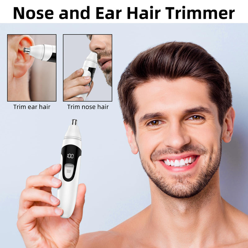 [Australia] - Nose Hair Trimmer Nose and Ear Hair Trimmer Eyebrow Lip Hair Painless Epilator Facial Hair Remover for Men and Women White 