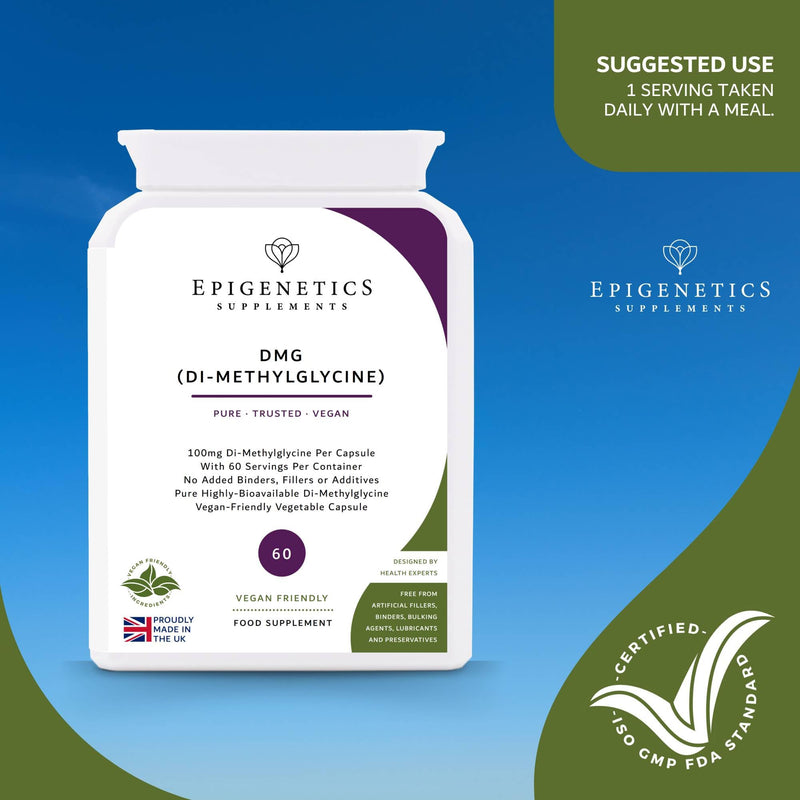 DMG Dimethylglycine 100mg | 2 Months Supply | 100% Pure & Natural Dimethylglycine HCl (DMG) | Vegan Friendly Capsules | Made in UK by Epigenetics
