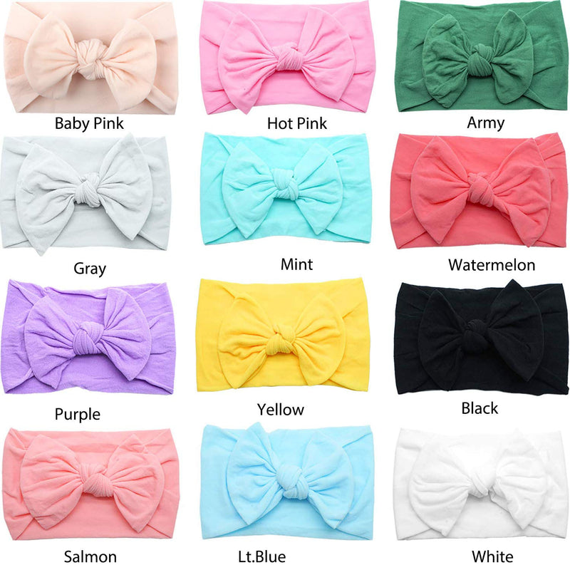 CÉLLOT Super Stretchy Soft Knot Headbands with Hair Bows Head Wrap Hair Accessories For Newborn Baby Girls Infant Toddlers Kids A