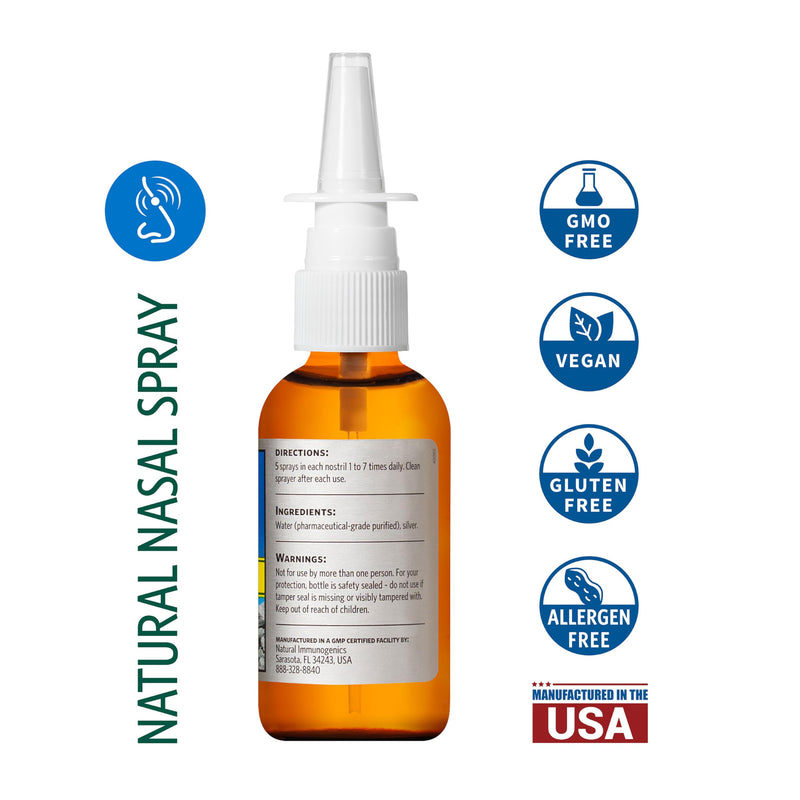 [Australia] - Sovereign Silver Natural Nasal Spray - Colloidal Silver Nasal Spray, Bio Active Nose Mist for Sinus Congestion and Immune Support, Adults and Kids, 10 ppm - 2 fl oz (59mL) 2 Fl Oz (Pack of 1) 