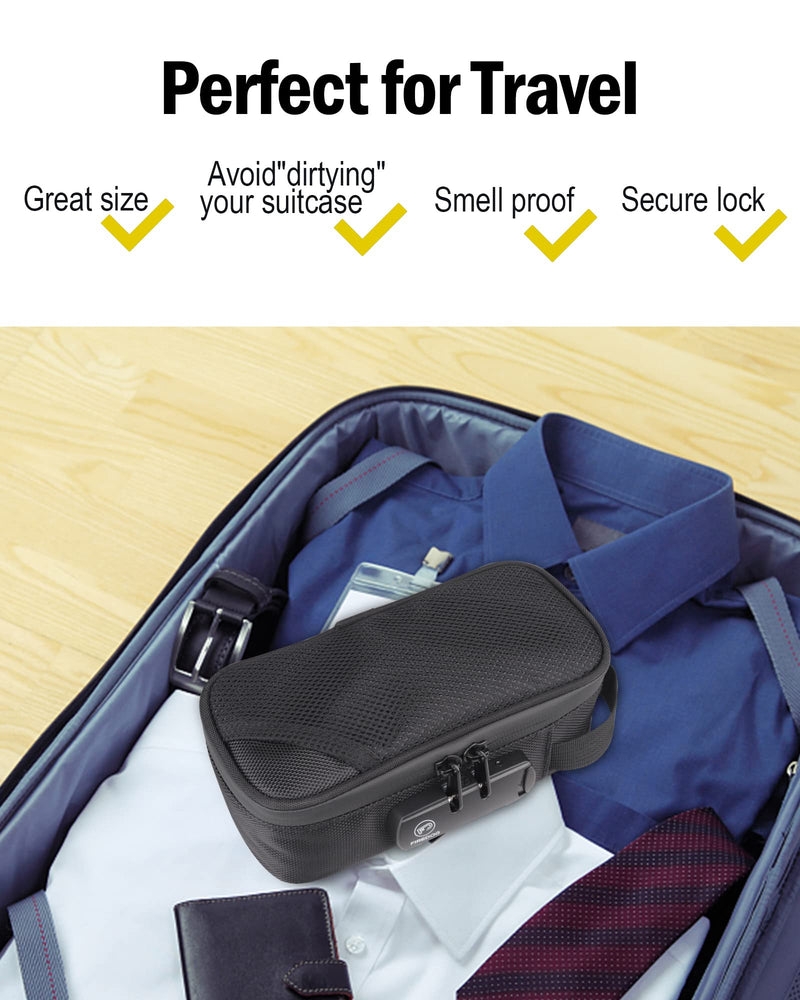 [Australia] - FIREDOG Smell Proof Bag with Lock, Carbon Lined Odor Proof Case Containers for Travel Storage 8x4x2.75 Inch (Pack of 1) Black 
