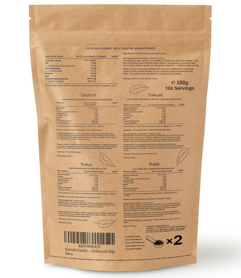 Creatine Monohydrate Powder | Selected Premium Micronised Quality | Pre-Workout & Post-Workout Supplement for Muscle Performance & Recovery. (Unflavoured 350g)