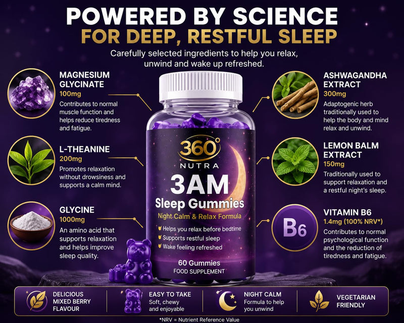 Magnesium Glycinate Gummies 600mg – High Strength Chewable Magnesium – 73mg Elemental Magnesium – with L-Theanine, Lemon Balm, Ashwagandha, L-Tryptophan & Vitamin B6 – No Tablets – Berry Flavour – 60