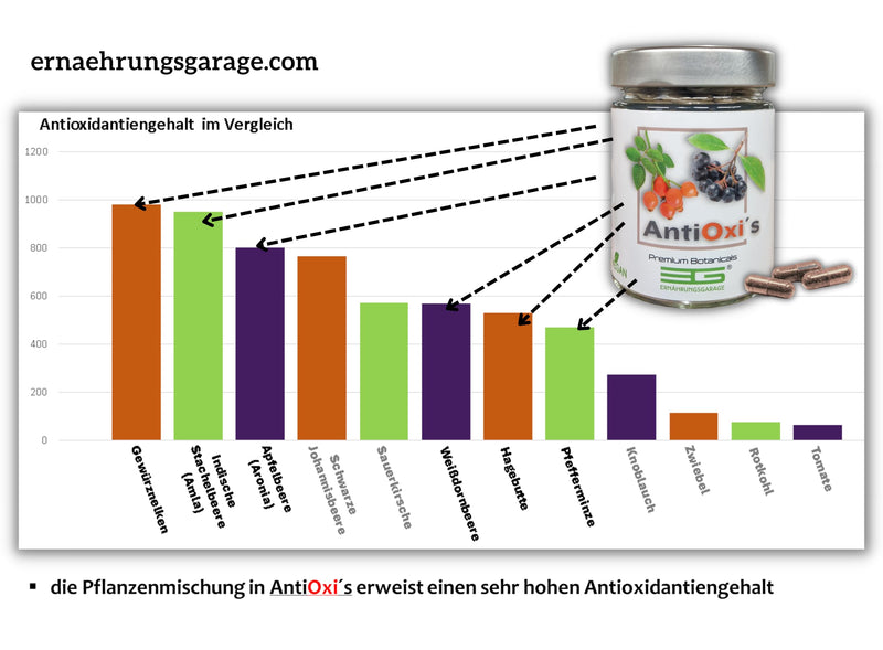 [Australia] - AntiOxi´s – 150 capsules | Plant complex with very high antioxidant content | recommended with every meal | NO extracts, additives or insects | Premium botanicals from the nutrition garage 