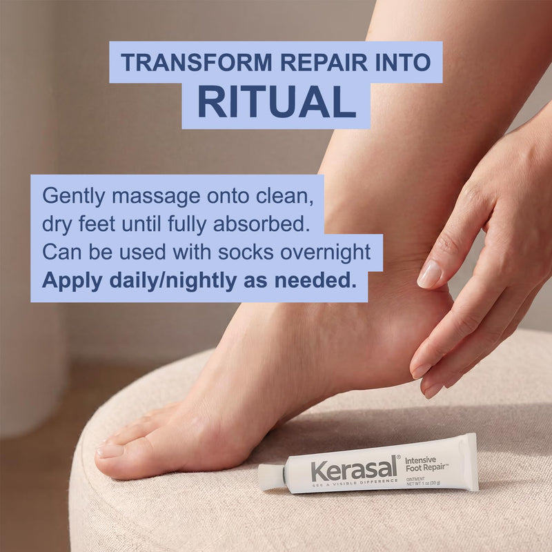 Kerasal Intensive Foot Repair Skin Healing Ointment for Cracked Heels and Dry Feet 1 oz , 2 Count, (Pack of 2) 1 Ounce (Pack of 2) Intensive Foot Repair (Pack of 2)