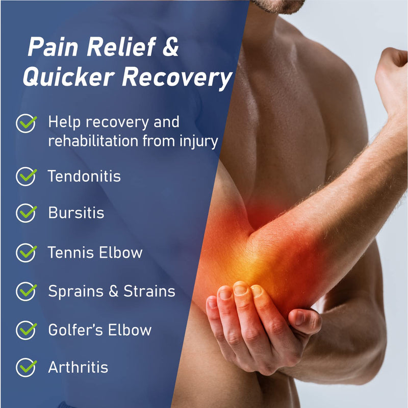 [Australia] - Adjustable Elbow Support for Epicondylitis, Tennis Elbow, Golfer’s Elbow, Bursitis, Elbow Sprains, Strains, Tendonitis, Arthritis, Sports Injury Recovery - Elbow Pain Relief - One Size fits Most 