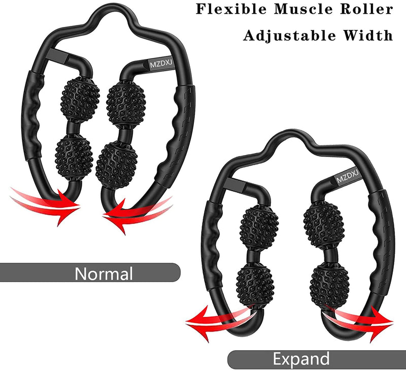 [Australia] - Cellulite Massage Tool Muscle Roller - Deep Fascia Massager & Dimpled Skin Remover for Legs, Thighs & Buttocks - Anti-Cellulite Roller, Smooth Skin, Pain Reliefs Black（Black - 4 Wheel） 4 Wheel - Black 