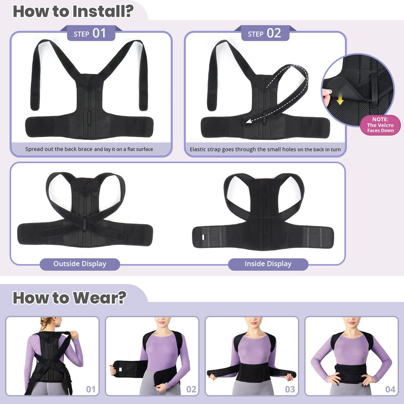 Back Brace for Women and Men Posture Corrector with Adjustable Lumbar Support - Shoulder Upper Lower Back Pain Relief for Hunchback Scoliosis Sciatica - Breathable Design (39.5''-43.5'') X-Large