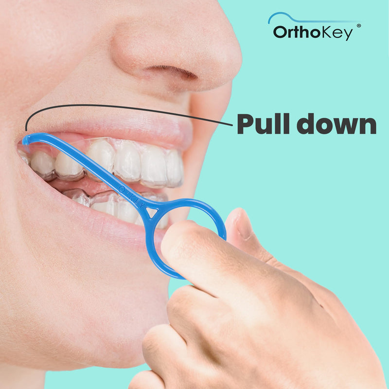 [Australia] - Clear Aligner Removal Tool | Invisible Removable Braces, Denture, Brackets, Retainer Remover Key | Personal Orthodontic Supplies, Dental-Grade for Ortho Cleaning & Travel Use | (2-Pack) Blue 2-Pack 