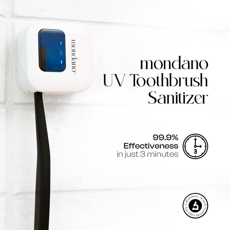 [Australia] - Mondano UV-C Toothbrush Sanitizer and Holder, Toothbrush Case - Manual/Electric Toothbrush Cover for Any Toothbrush Head - Rechargeable Toothbrush Travel Case, Tooth Brush Cover Cap for Home Frost White 