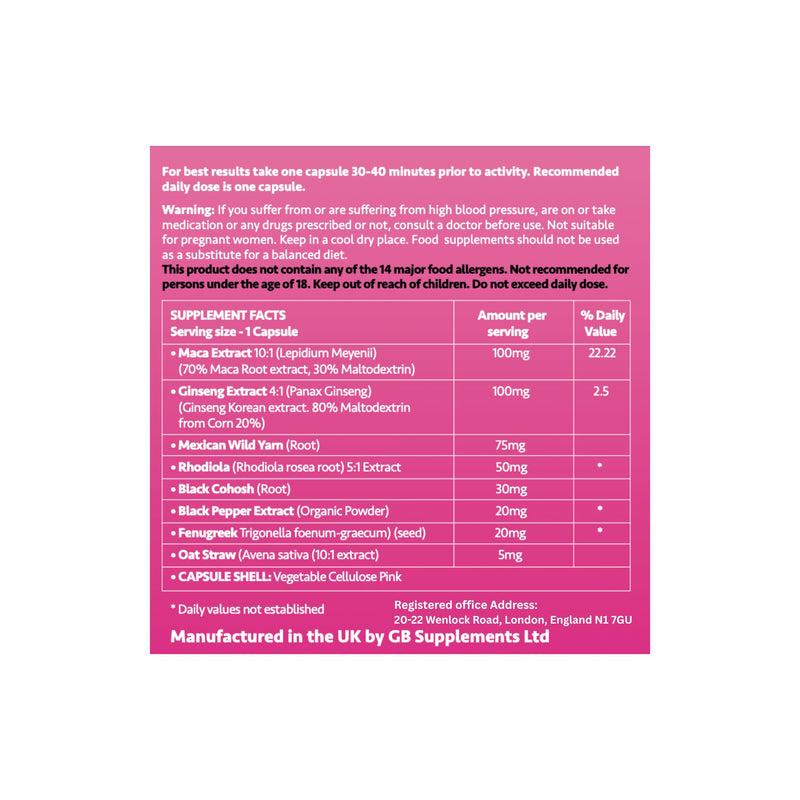 12 x Ultra Pink Female Support Tablets for Women! 400mg Female Supplement 100% Natural Contains Maca, Ginseng and More.
