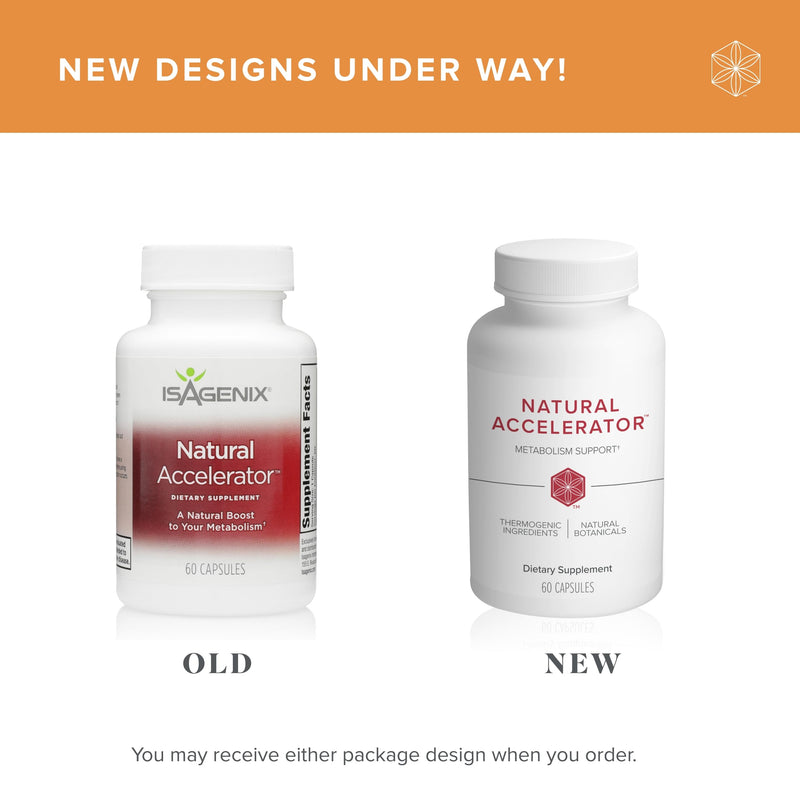 Isagenix Natural Accelerator New Blend Supports Enhanced Metabolism Features Sinetrol Patented and Clinically Studied Ingredient Supports Fat Burning with Thermogenic Cayenne Lemon Verbena Guarana