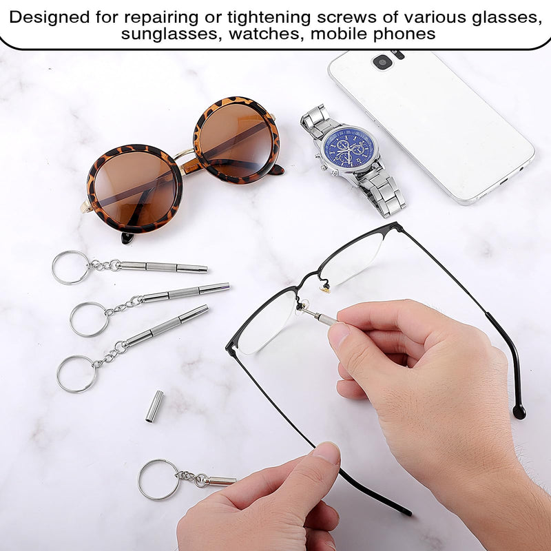 [Australia] - Pack of 4 Glasses Screwdrivers Mini Glasses Screwdriver Stainless Steel Screwdriver Precision Glasses Screwdriver 3 in 1 Glasses Screwdriver Portable Glasses Screwdriver Set for Watch Repair 