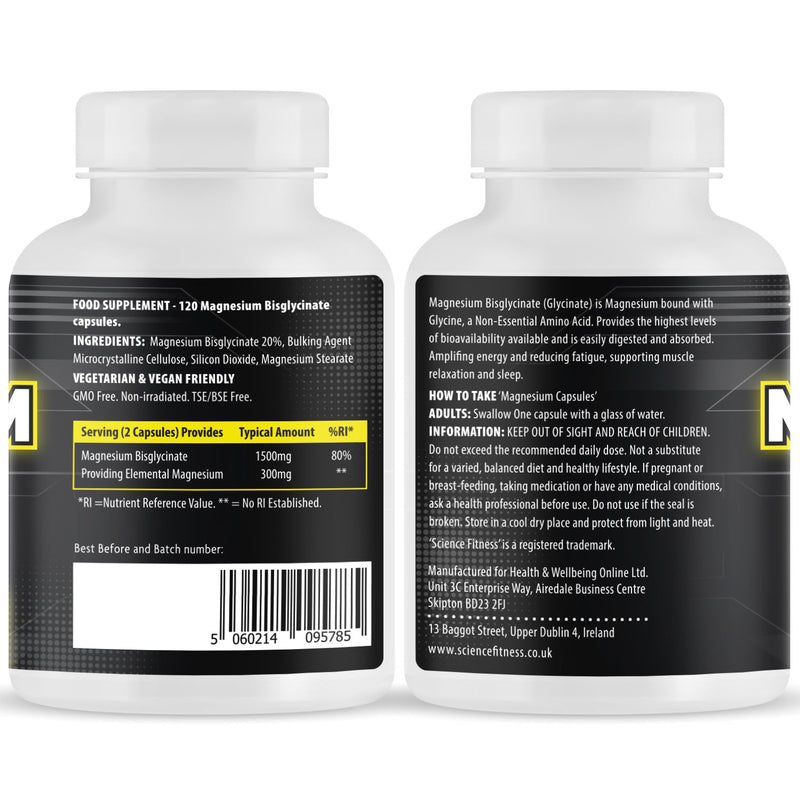 Magnesium Glycinate Supplement, 240 Capsules of Magnesium Bisglycinate, Maximum Absorption,1500mg per Serving, Made in the UK-Science Fitness 240 count (Pack of 1)