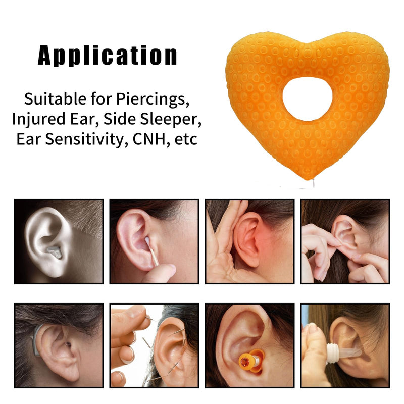 [Australia] - Ear Piercing Pillow for Side Sleepers with an Ear Hole for CNH and Ear PainEar Inflammation Pressure Sores, Cotton Love Side Sleeping Pillow, Ear Guard Pillow (Orange) Orange 