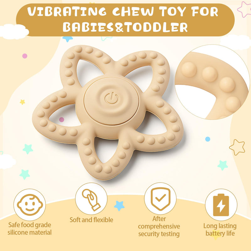 [Australia] - Mity rain Baby Teething Toys with Vibration, 3 Speed Modes, Waterproof & Easy Clean Silicone Teether for Infant Gum Relief, Autism Sensory Chew Toys for Kids Yellow 