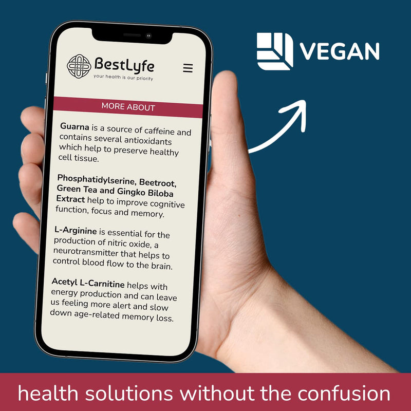 BestLyfe Neuroplus+ | 60 Vegan Caps | 13 Nootropic Ingredients | Brain Supplement and Function | Acetyl L Carnitine | Green Tea | Alpha Brain | Ginkgo Biloba | L-Theanine | Nootropics | Brainzyme