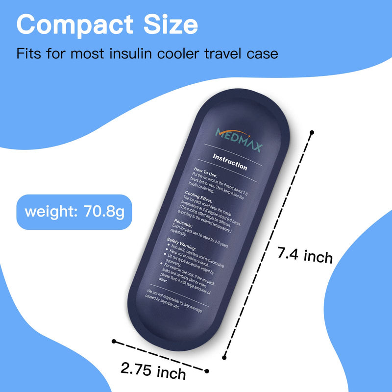 [Australia] - MEDMAX Ice Pack for Insulin Cooler Bag Travel Bag - Pack of 2 Reusable Ice Packs for Insulated Travel Diabetic Accessories, for Insulin Cooler Bag for Diabetics (2 Packs) 