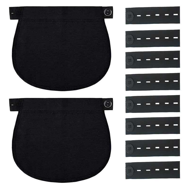[Australia] - LEOEASIY Pack of 10 trouser waist extensions, pregnancy trousers extensions, pregnancy trousers extensions, comfortable and adjustable trousers extensions for pregnant women (black 