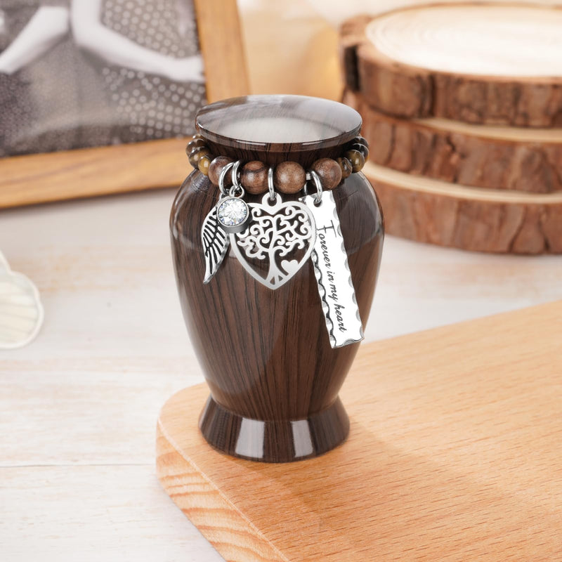 [Australia] - Dletay Small Urns for Human Ashes Keepsake 2.85 Inch Memorial Mini Cremation Urn for Women Men Aluminum Decorative Funeral Urns - Walnut Brown 