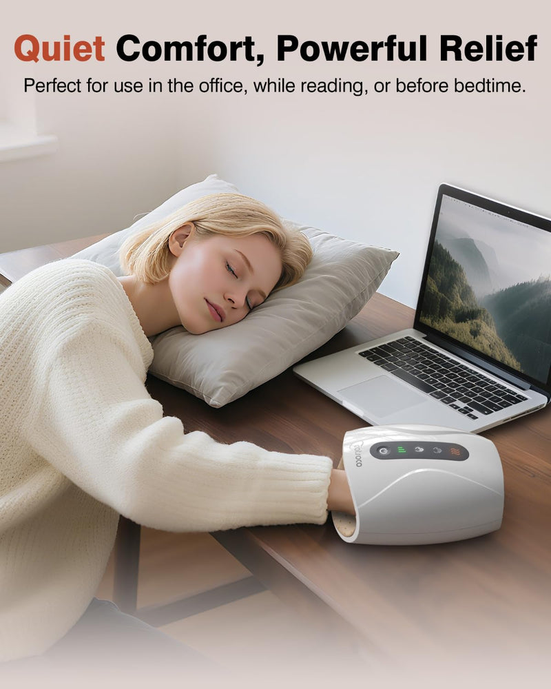 [Australia] - Hand Massager, Cordless Electric Hand Massager for Arthritis and Carpal Tunnel, 6 Levels Therapy Massager with Heat and Compression, Hand and Wrist Massager Machine for Pain Relief White 